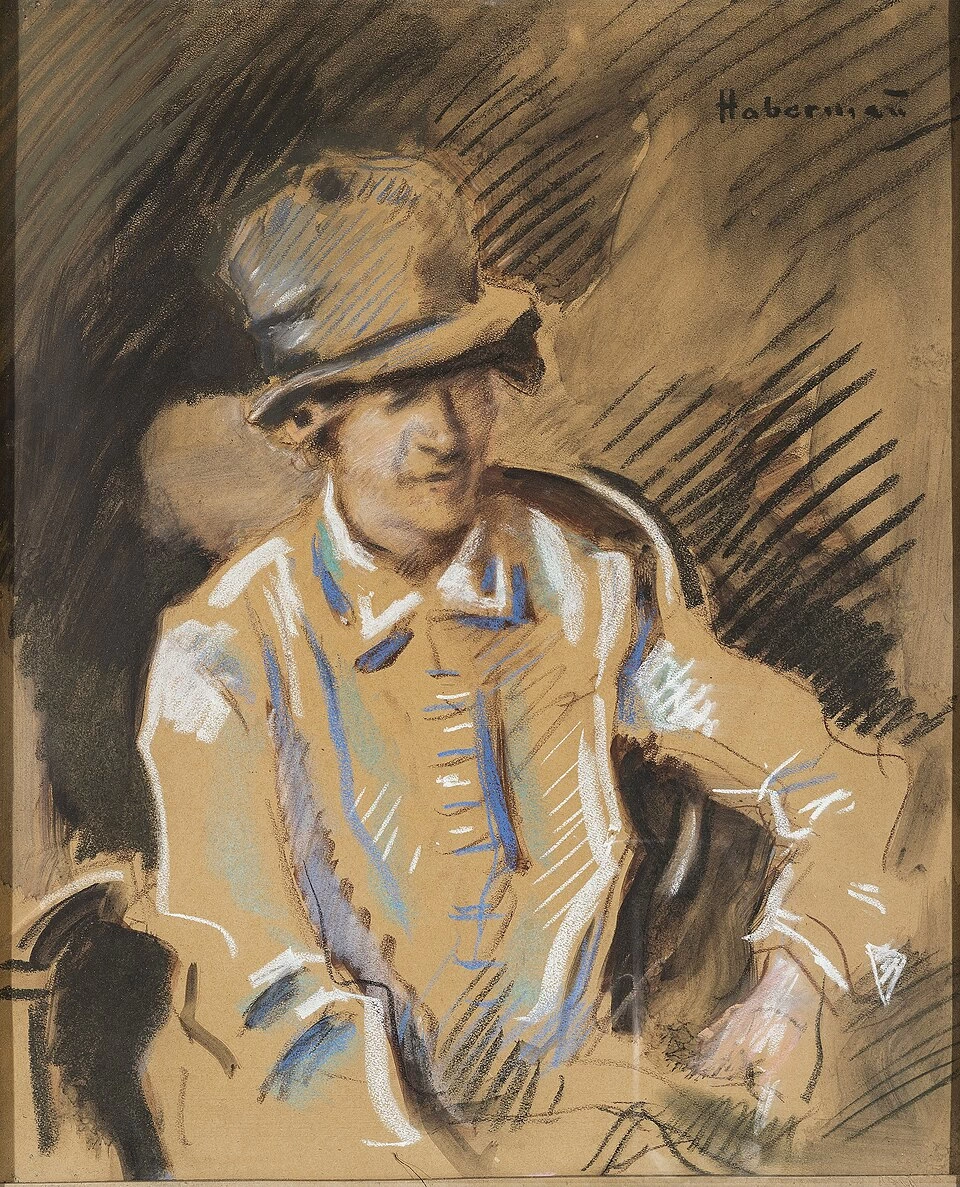Hugo von Habermann - Donna con cappello
